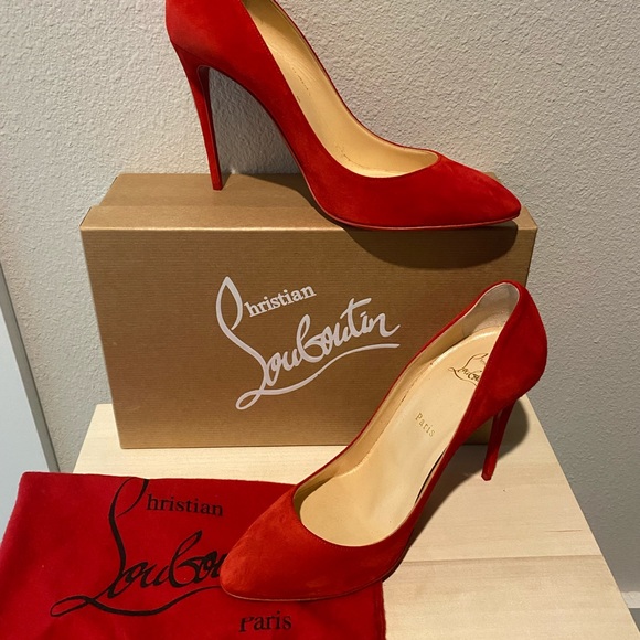Christian Louboutin Eloise 100 in red suede. - Picture 2 of 8